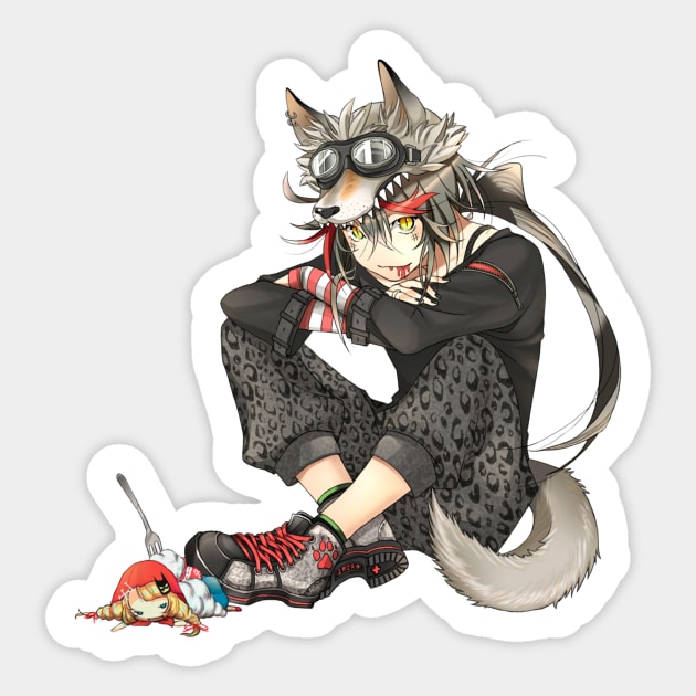 Little Red Riding Hood and the Wolf - Anime Sticker by JMPrint